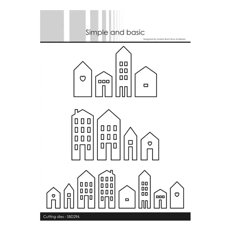 Simple and Basic Town Houses mønsterpapir husmotiv