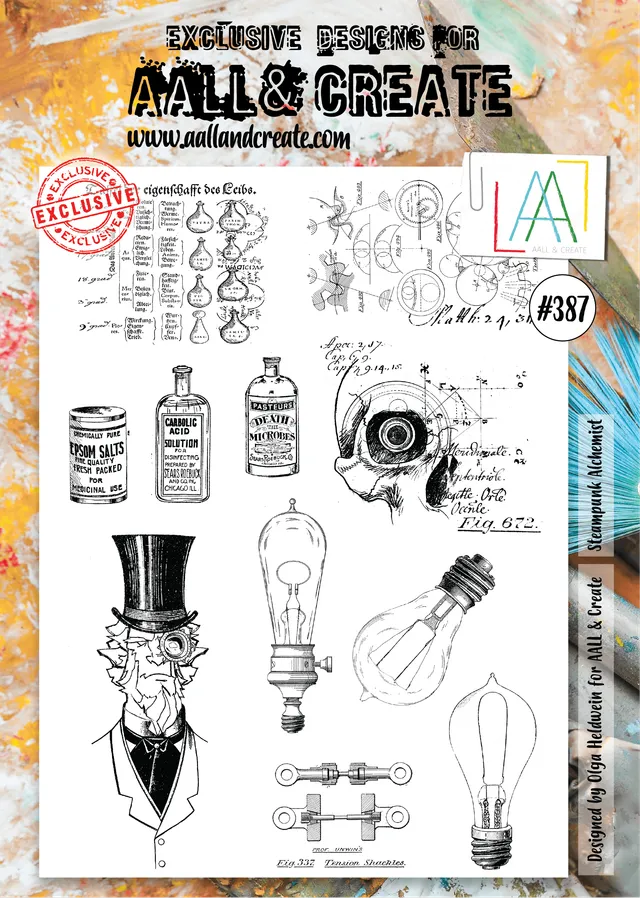 Aall and Create 387 Steampunk Alchemist stempelsett A4