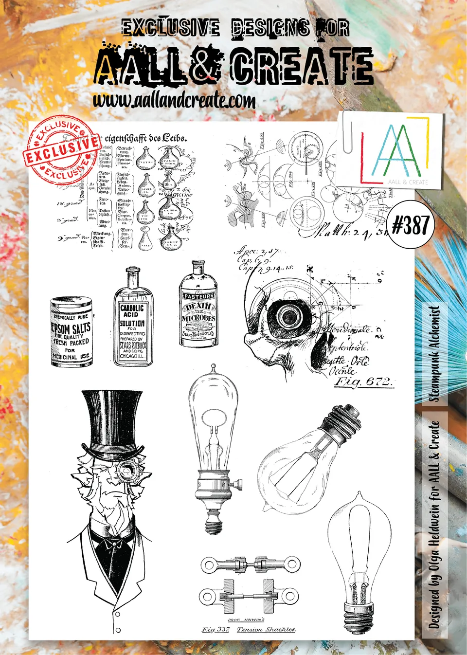 AALL & Create 387 Steampunk Alchemist stempelsett A4