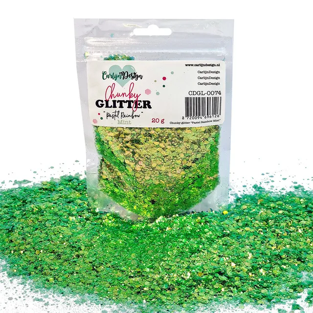 CarlijnDesign Chunky CDGL-0074 glitter Pastel Rainbow Mint 20g