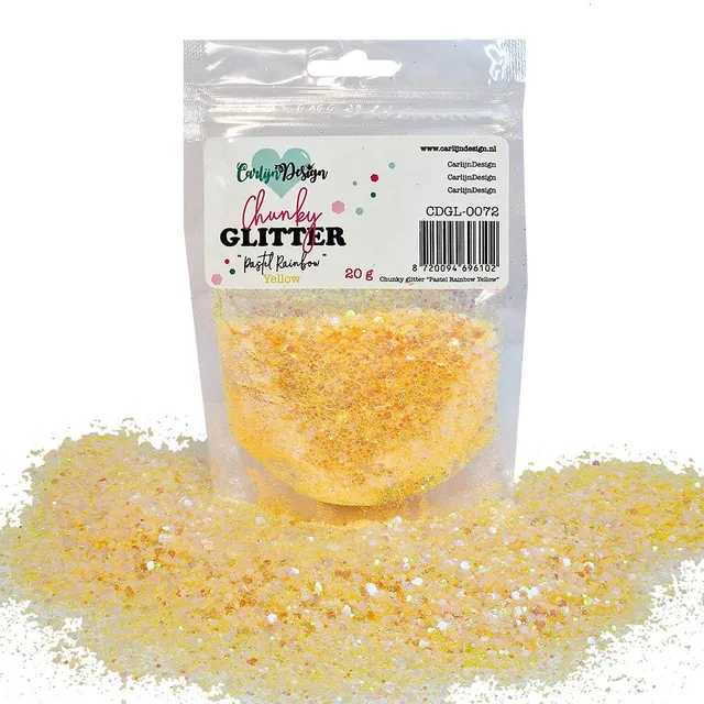 CarlijnDesign CDGL-0072 Pastel Rainbow Yellow glittermix 20g
