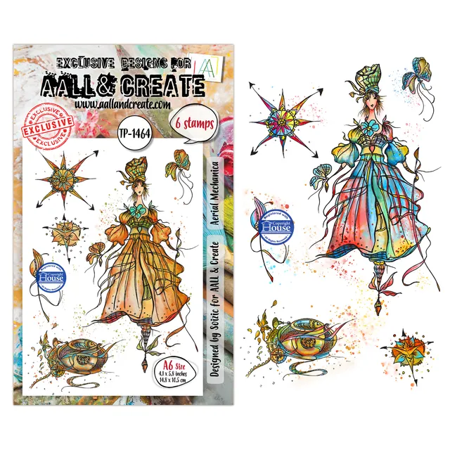 AALL & Create TP-1464 Aerial Mechanica stempelsett A6 mekanisk