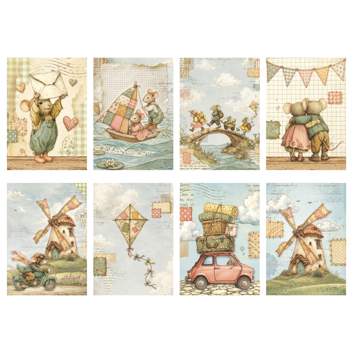 Stamperia Cozy Family rispapir A6 Mini Selection 8 ark