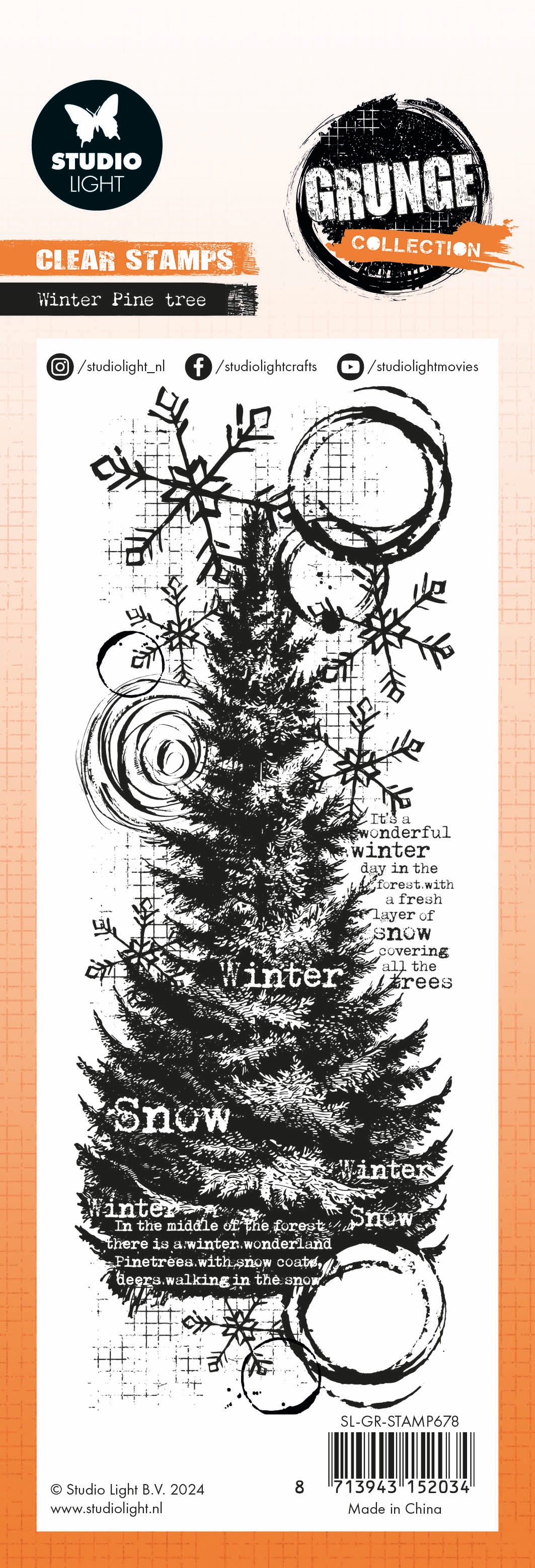 Studio Light Grunge Winter Pine Tree clear stamp furu
