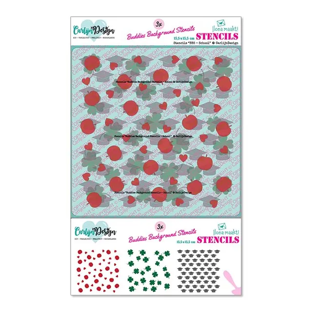 CarlijnDesign Buddies School CDSC-0040 sjablong 3-pak skole