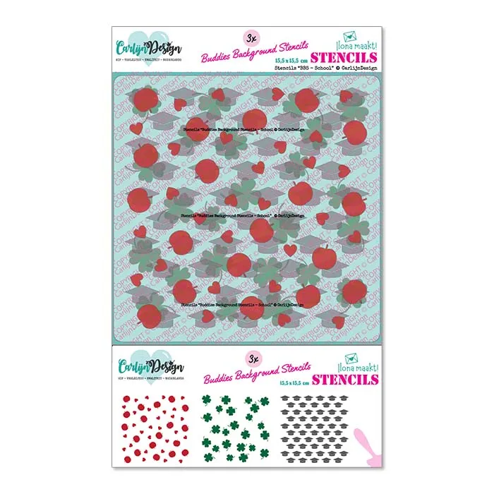 CarlijnDesign Buddies School CDSC-0040 sjablong 3-pak skole
