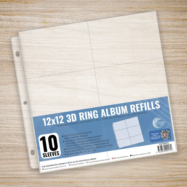 Couture Creations 6 Pocket 12x12 albumrefill 10-pk liggende