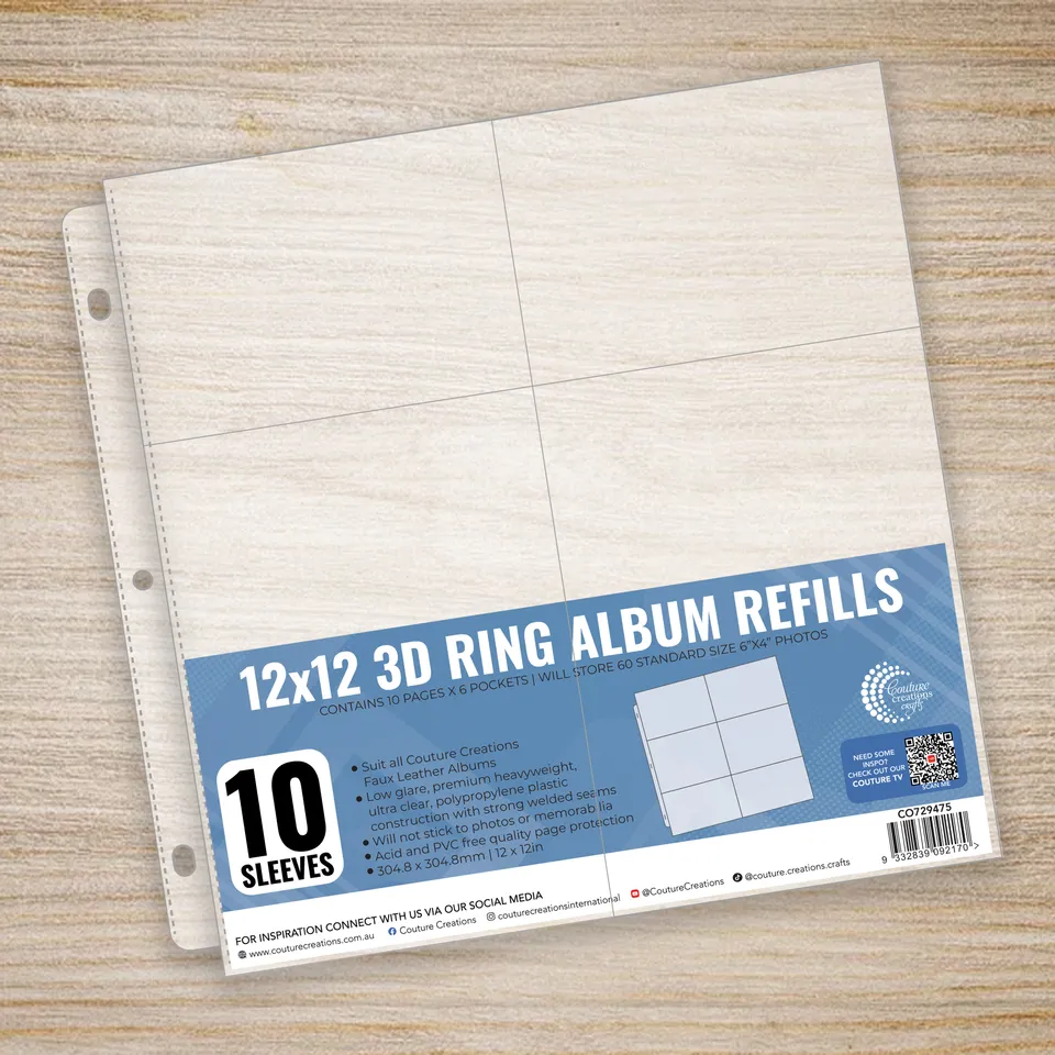 Couture Creations 6 Pocket 12x12 albumrefill 10-pk liggende