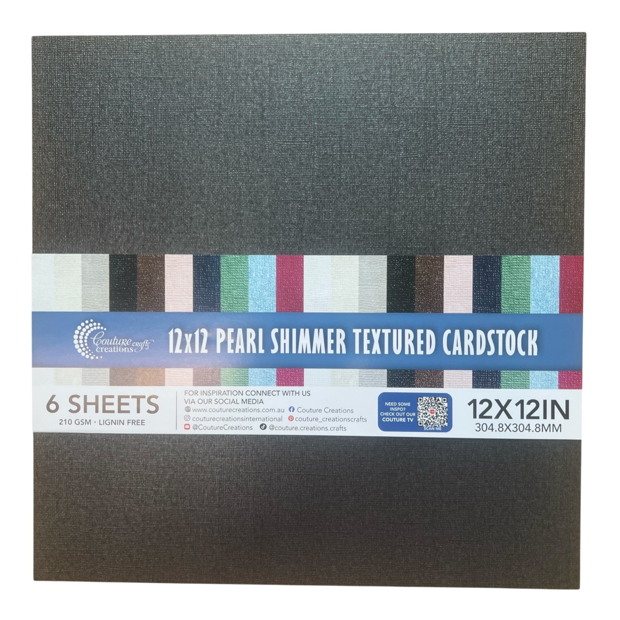 Couture Creations Pearl Shimmer Jet Black kartong 12x12 6 ark