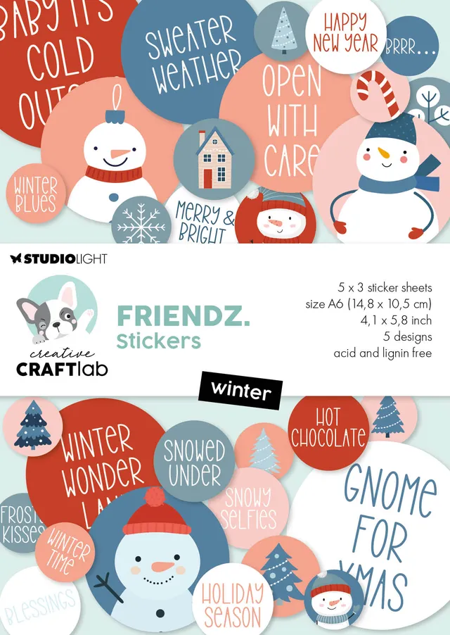 Studio Light Friendz Winter klistremerkeblokk vintermotiv