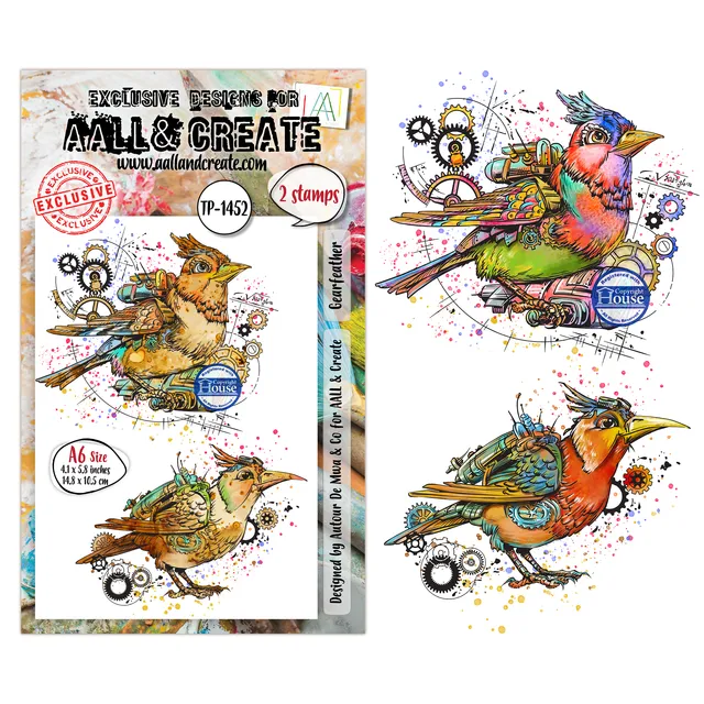 AALL & Create TP-1452 Gearfeather stempelsett A6 2 stk