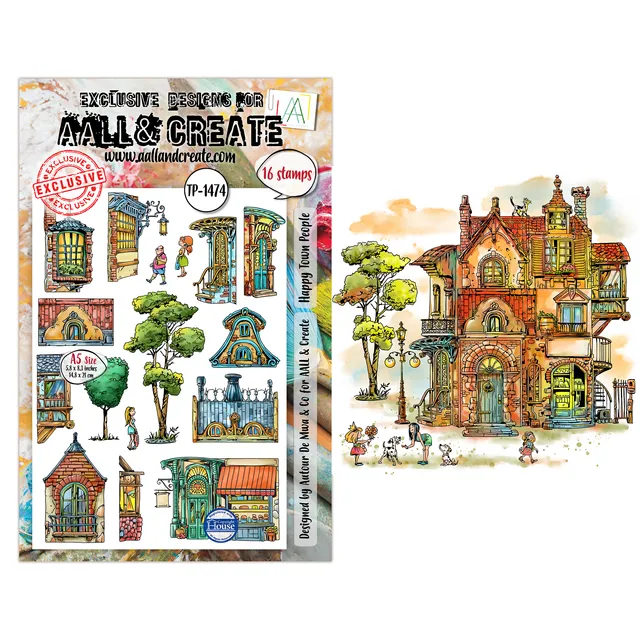 AALL & Create TP-1474 Happy Town People stempelsett A5
