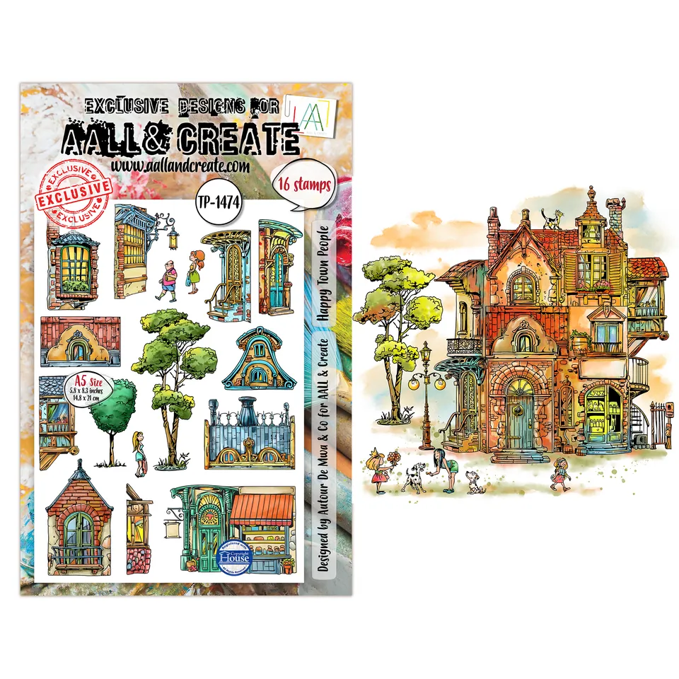 AALL & Create TP-1474 Happy Town People stempelsett A5