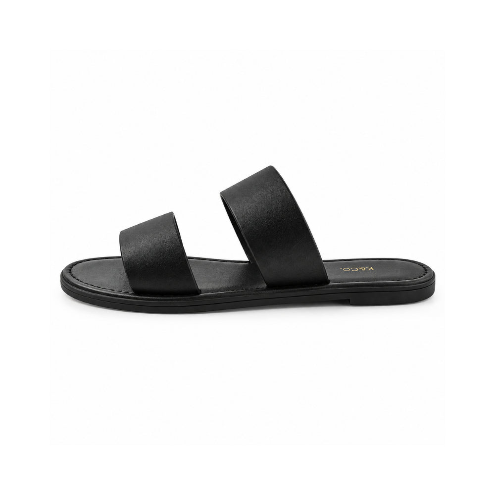 KaiserCraft Sun and Sea Leather Strap Slides sandaler svart skinn