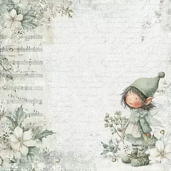 Reprint Home for Christmas Elf mønsterpapir 12x12