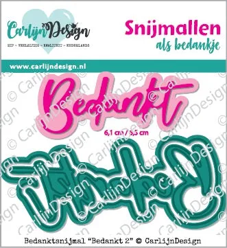 CarlijnDesign Bedankt 2 dies takk 6,5 cm CDBS-0013