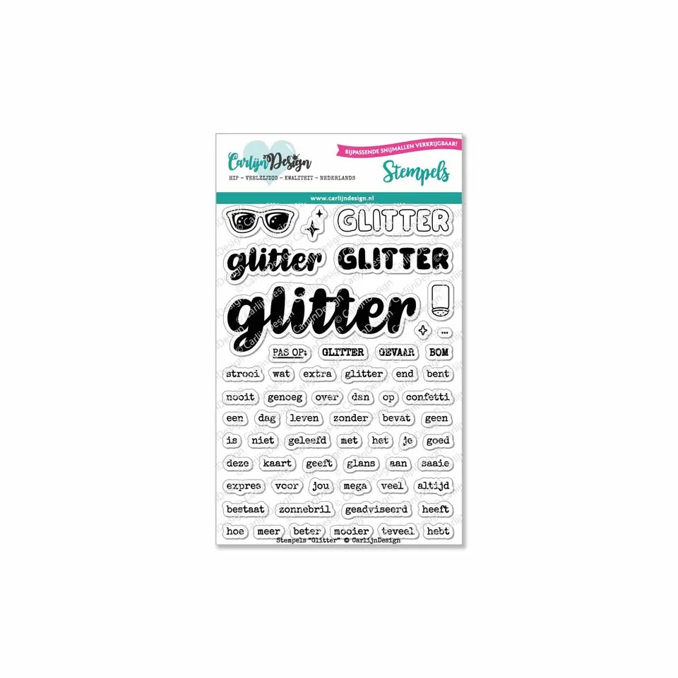 CarlijnDesign CDST-0052 Glitter stempelsett med dies
