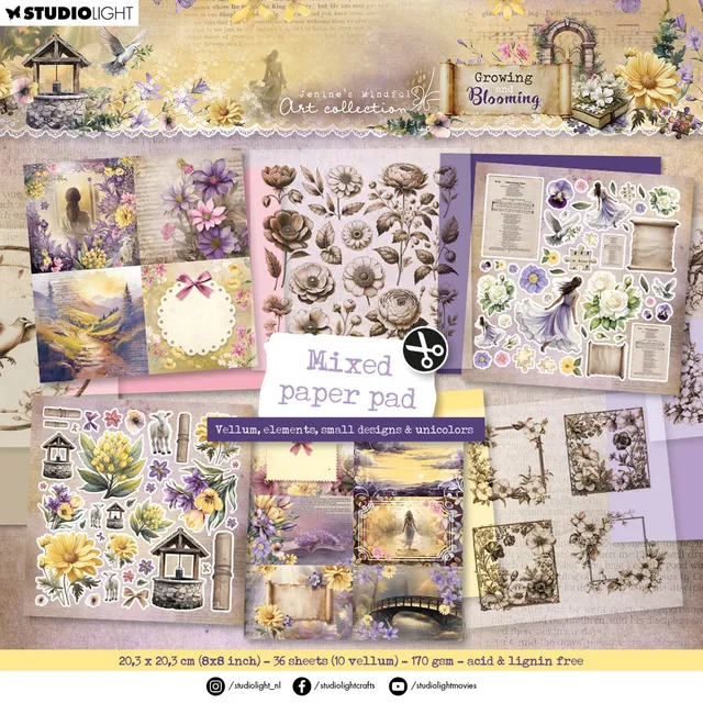 Studio Light Growing Blooming papirblokk Mixed 36 ark vellum