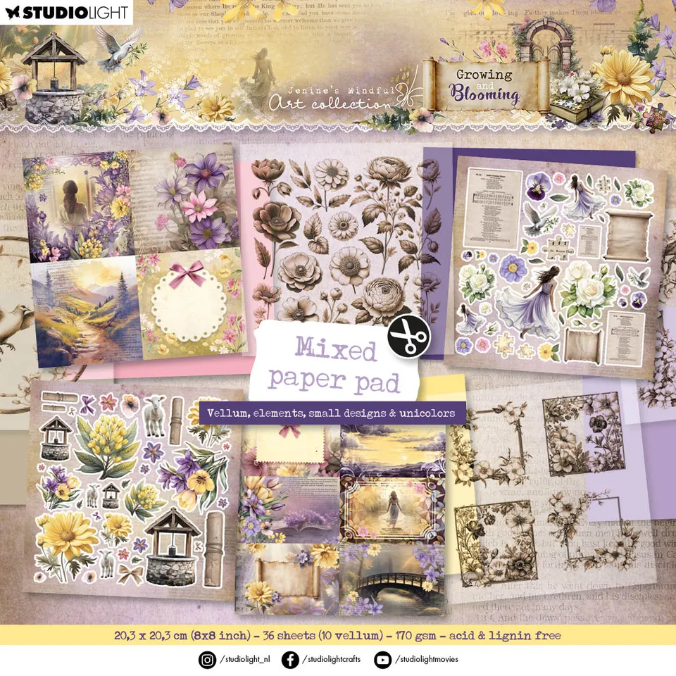 Studio Light Growing Blooming papirblokk Mixed 36 ark vellum