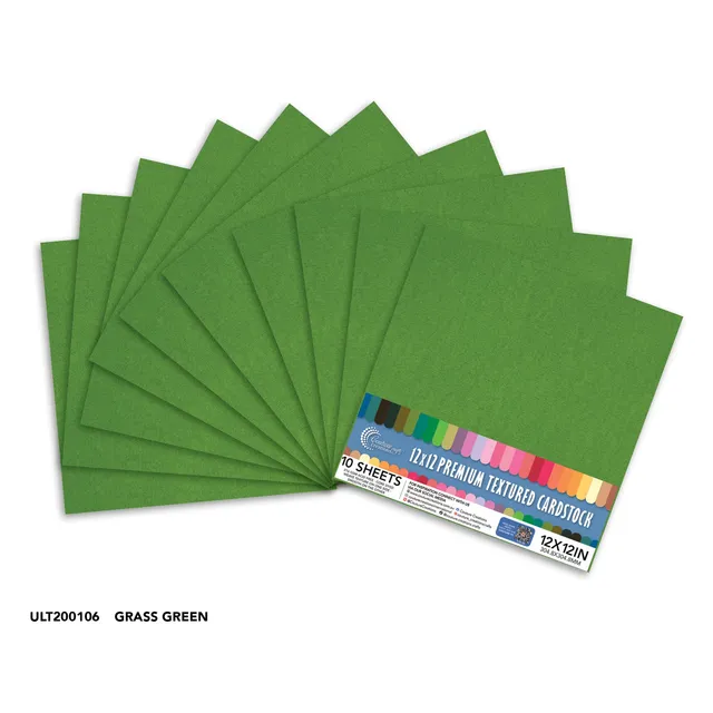 Couture Creations Grass Green kartong 12x12 10 ark teksturert