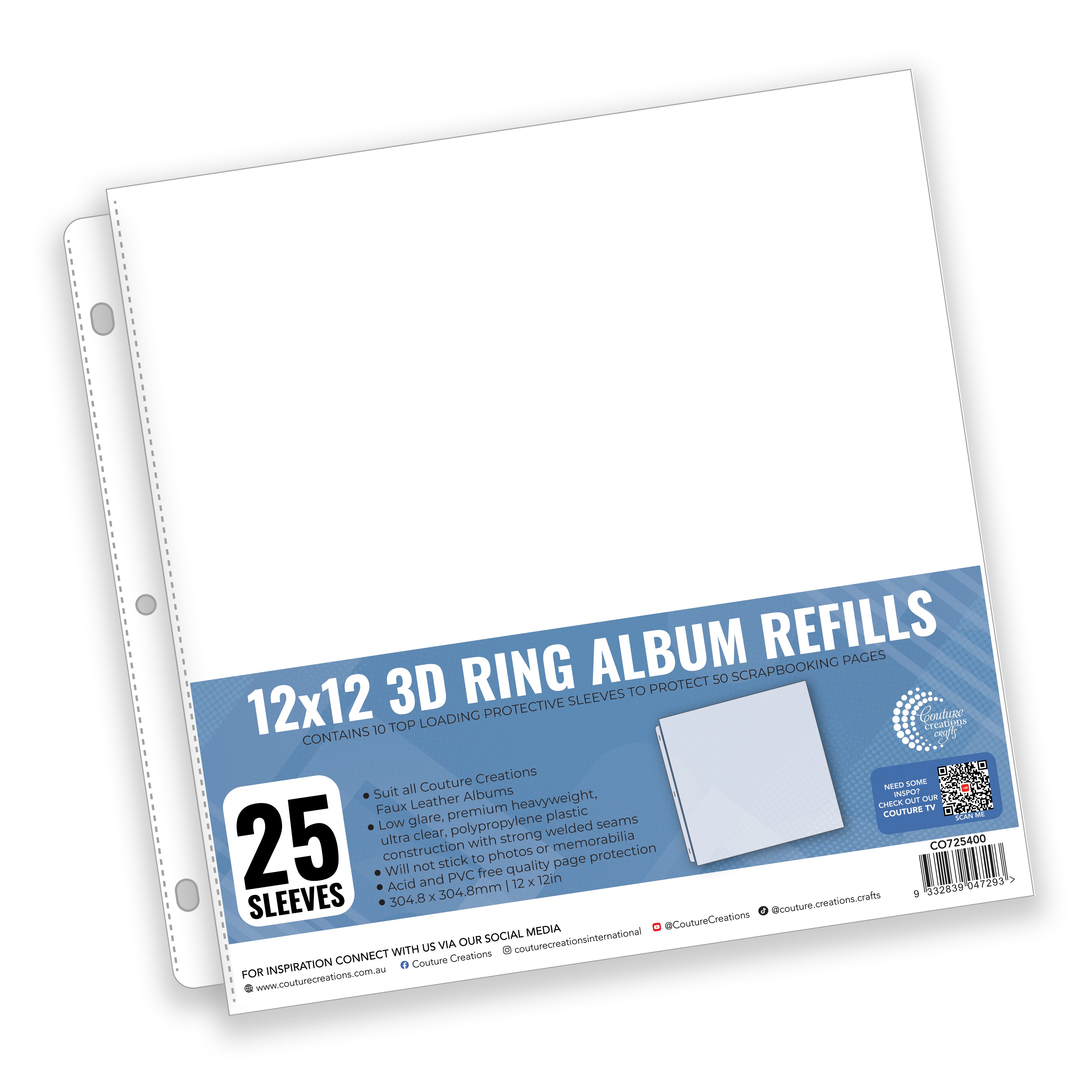 Couture Creations Classic Pocket plastlommer 12x12 25-pk klar