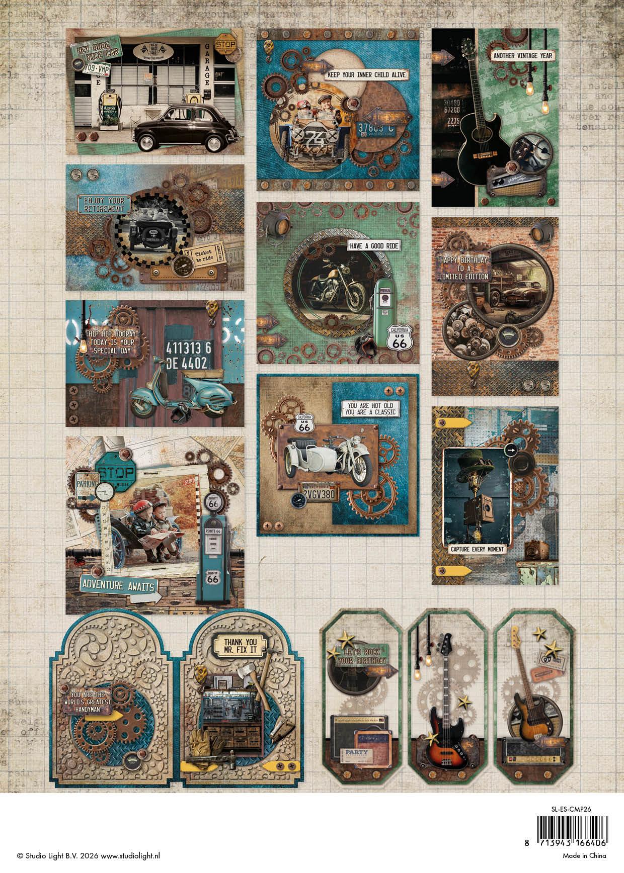 Studio Light Essentials Gearhead Workshop kortblokk 14 ark dieskutt
