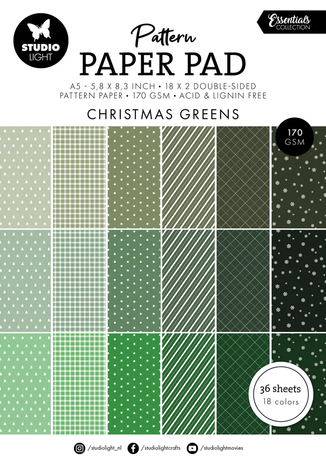 Studio Light Essentials Christmas greens mønsterblokk 36 ark