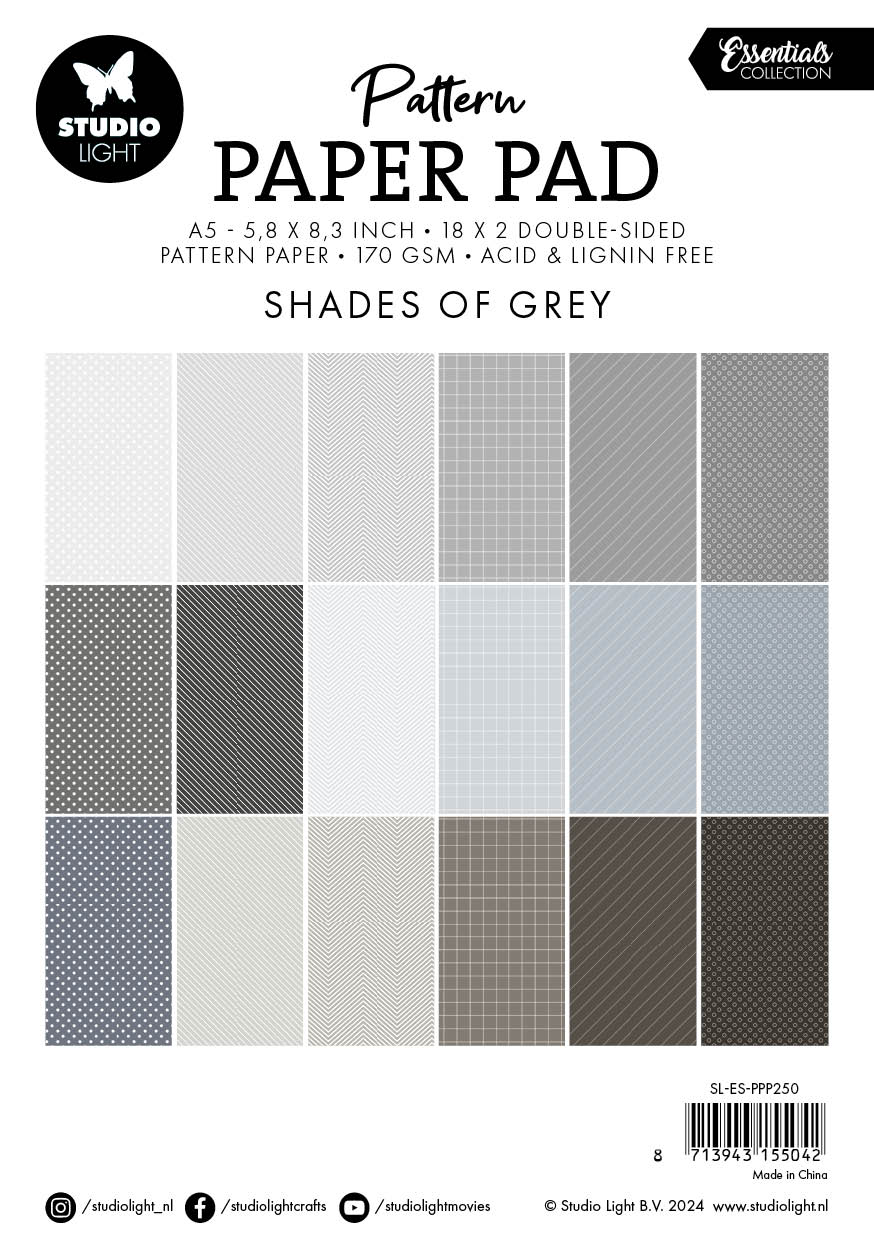 Studio Light Essentials Shades of Grey papirblokk A5