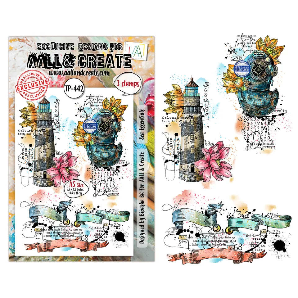AALL & Create TP-442 Sea Essentials stempelsett A5 hav