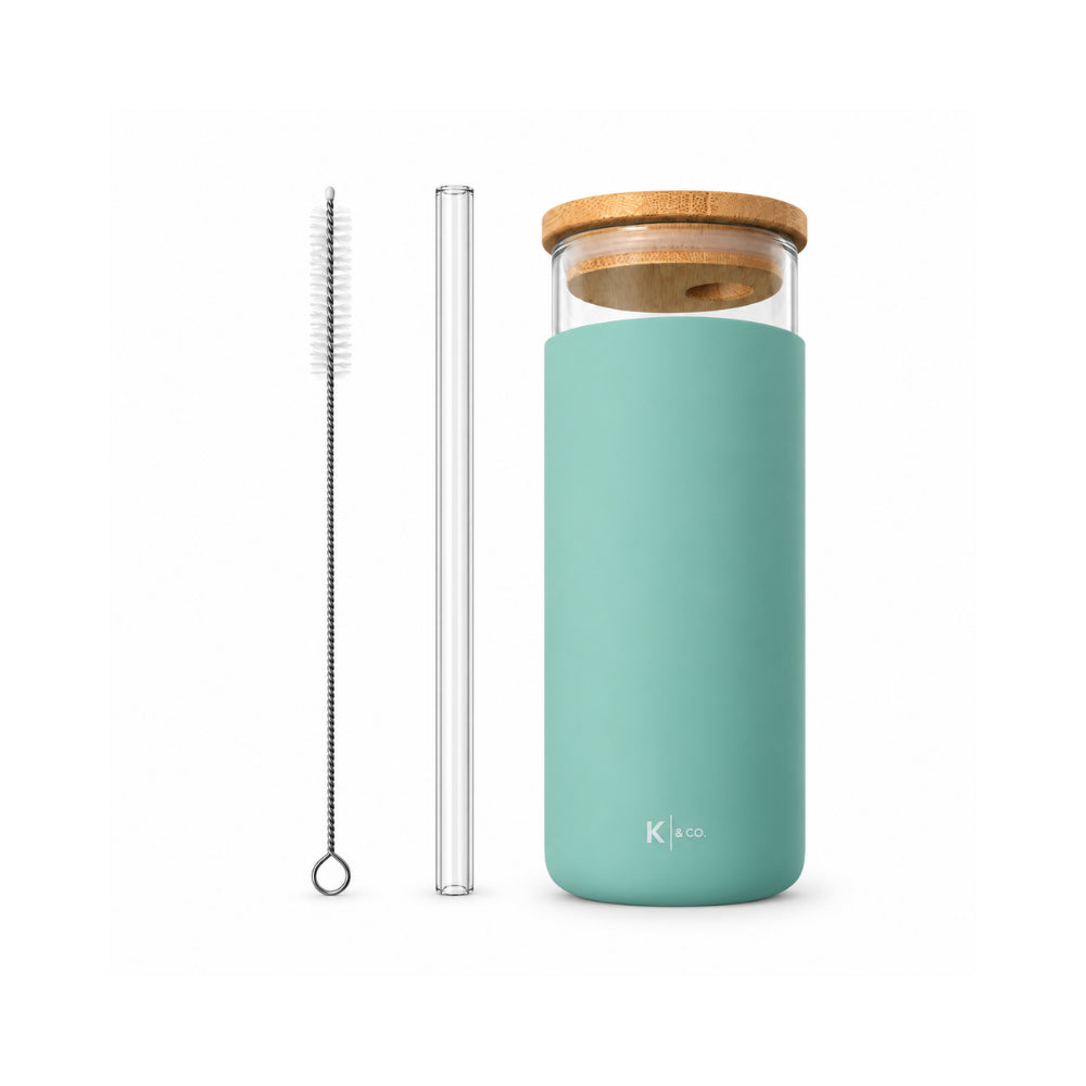 K&Co. Lagoon Glass Smoothieflaske 450 ml mint silikon