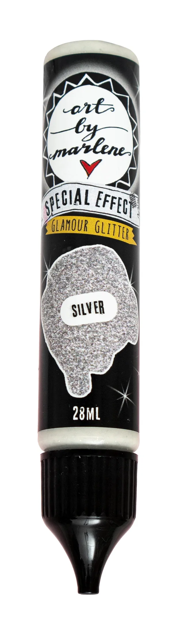 Art by Marlene Essentials Glamour Glitter Silver akrylmaling 28 ml