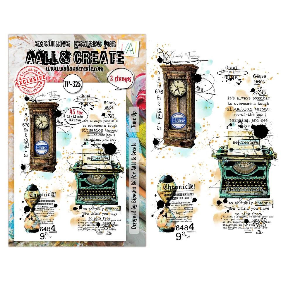 AALL & Create TP-325 Time Up stempelsett A5 klokke