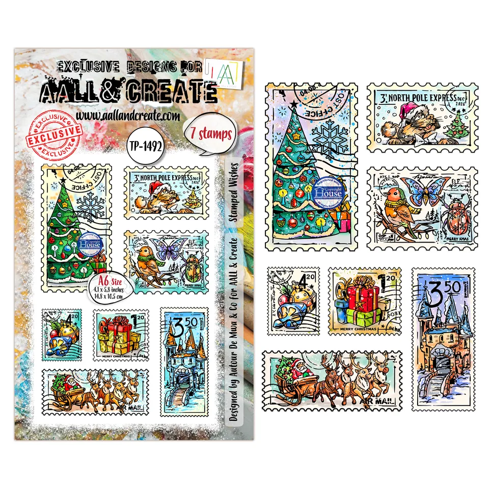 AALL & Create TP-1492 Stamped Wishes stempelsett A6 7 deler