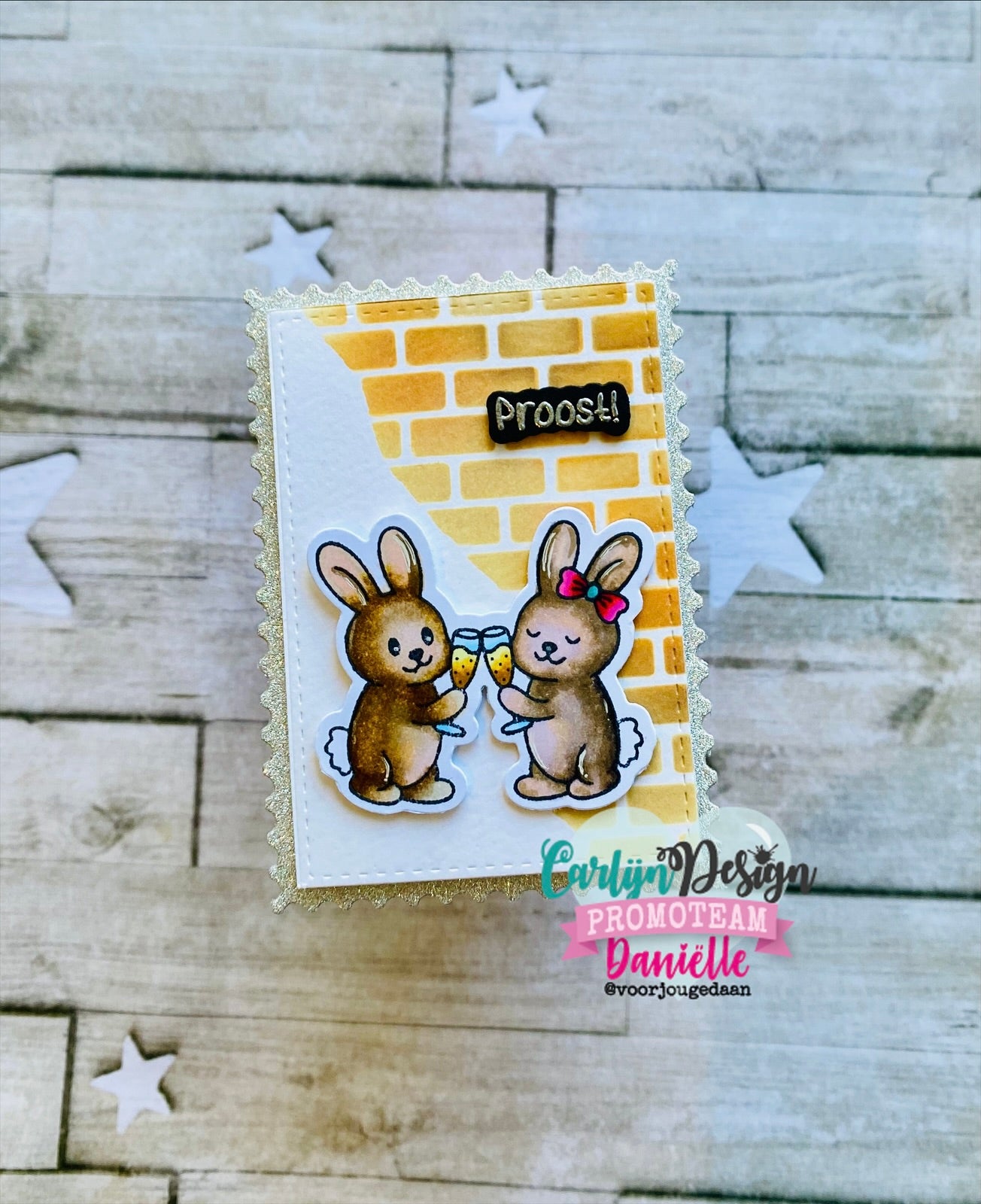 CarlijnDesign Nieuwjaar Konijnen CDST-0188 stempel A6