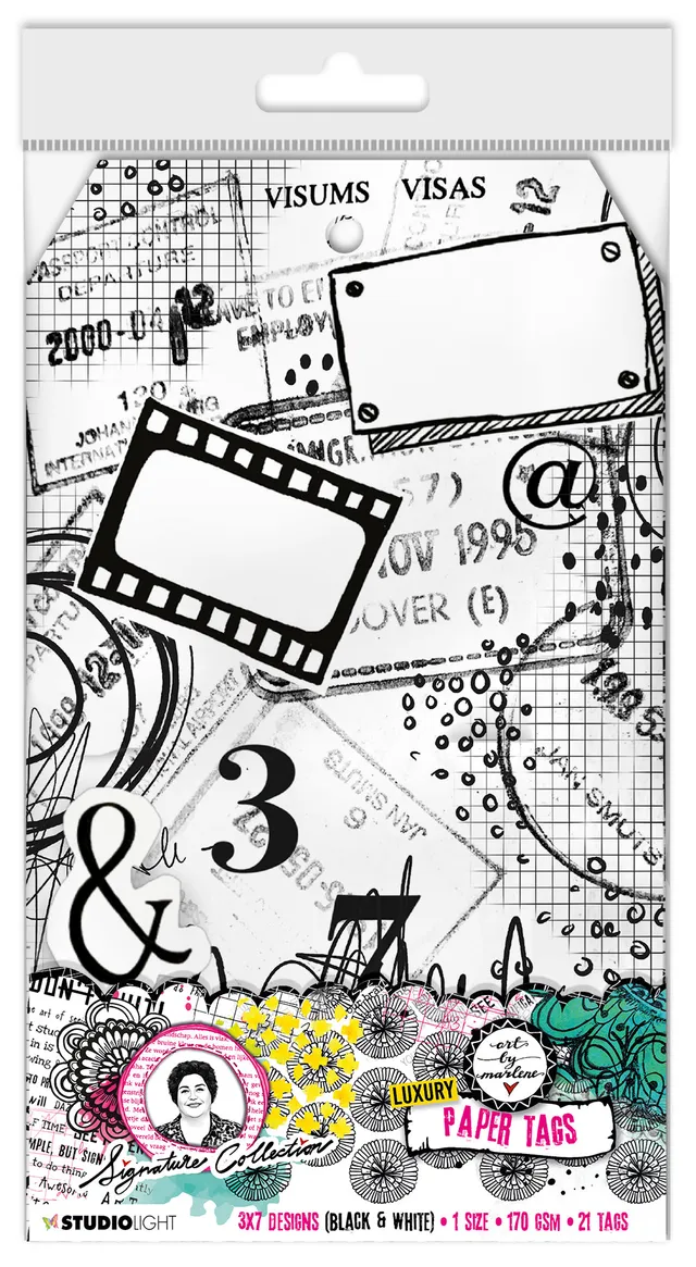 Art by Marlene Signature Paper Tags svart-hvitt prints