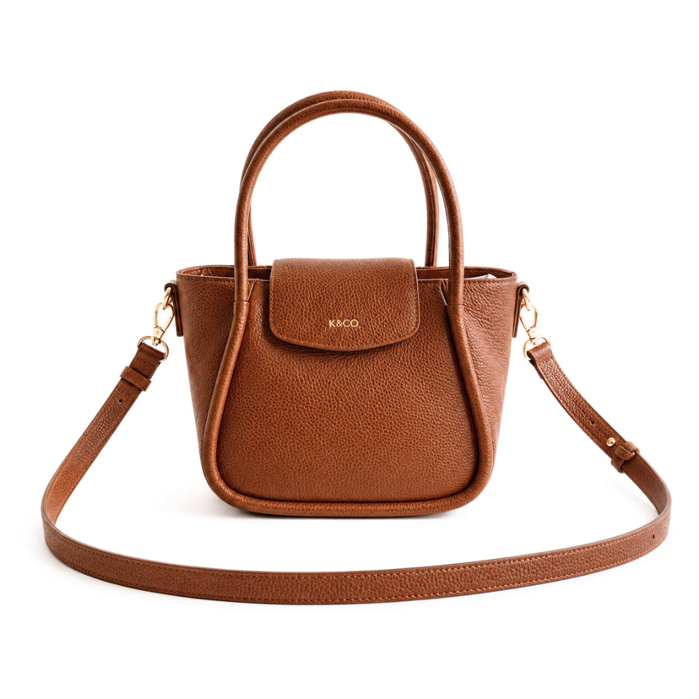 KaiserCraft K&Co. Flapover Mini Tote veske tan skinn