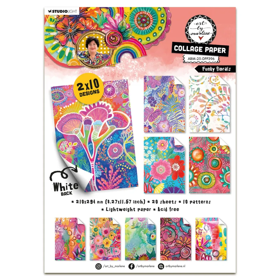 Art by Marlene Funky Florals collagepapir 20 ark