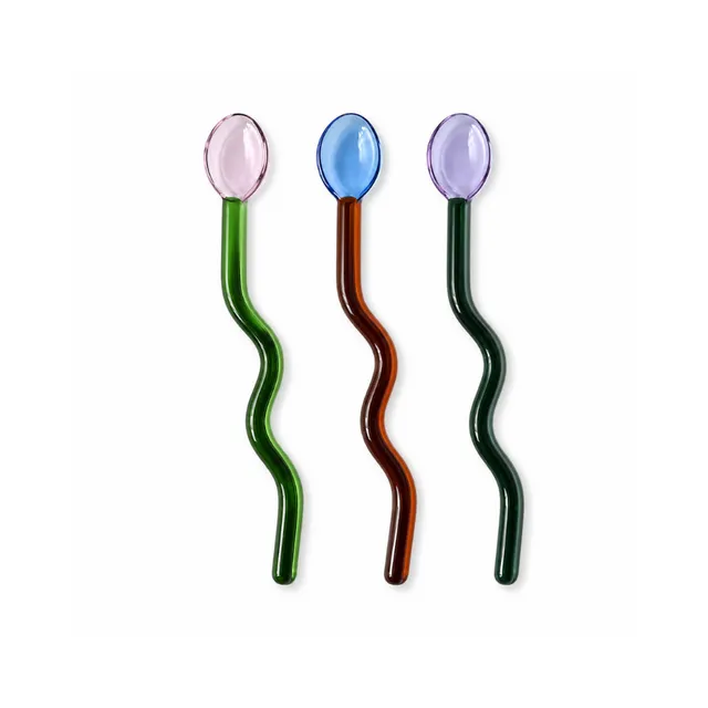 K&Co. Lagoon bølgete glasskjeer 3-pakning