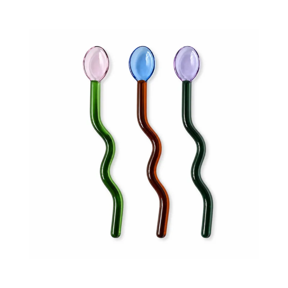K&Co. Lagoon bølgete glasskjeer 3-pakning