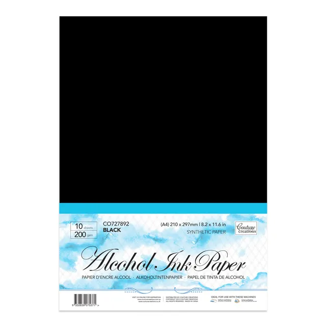 Couture Creations Synthetic Paper A4 Black syntetpapir 10 ark svart vanntett