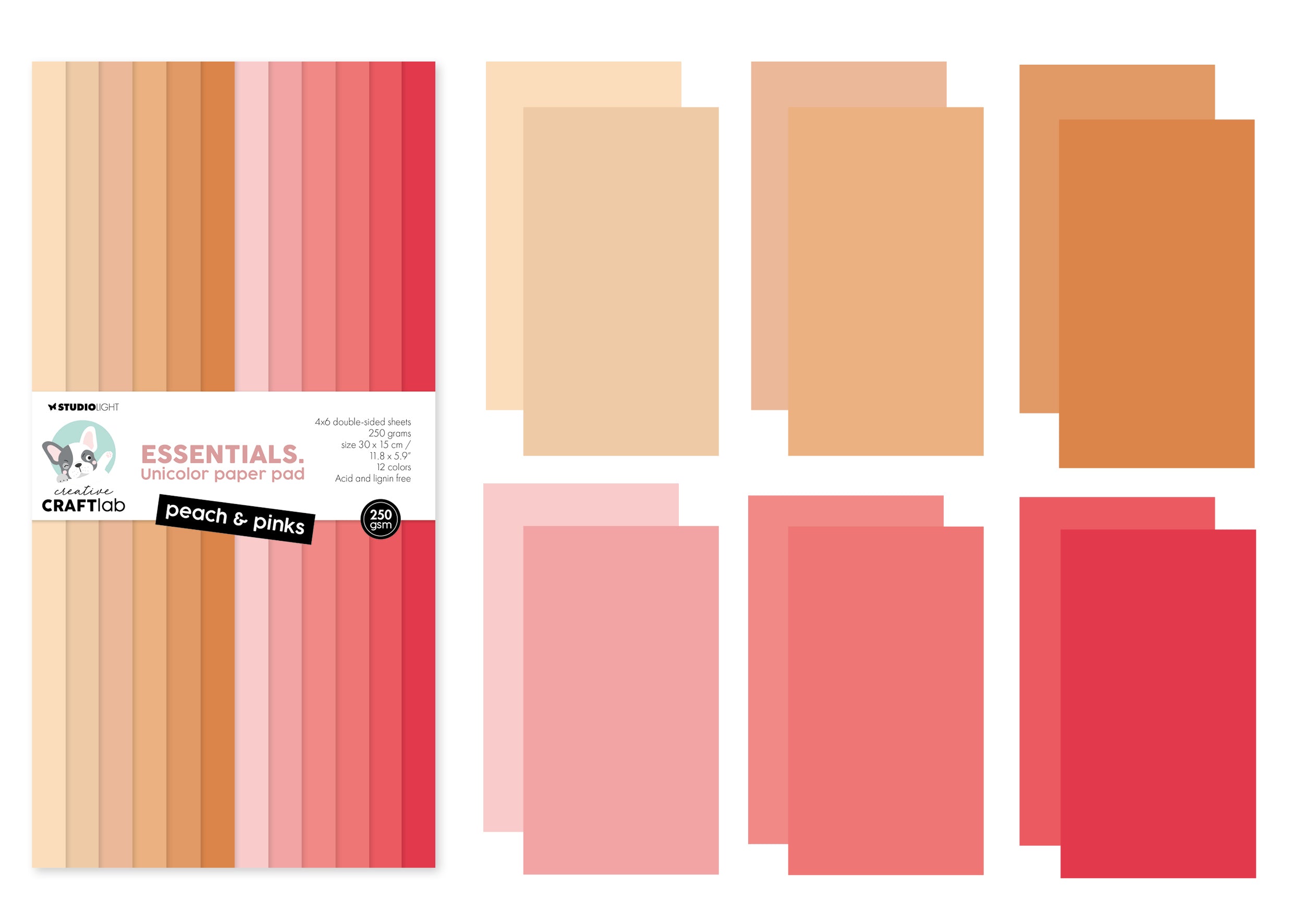 Studio Light Creative Craftlab Unicolor papirblokk Peach & Pinks