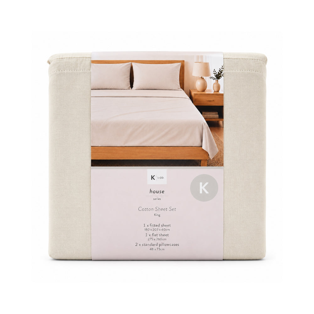 K&Co. House Series sengesett king bomull Cream