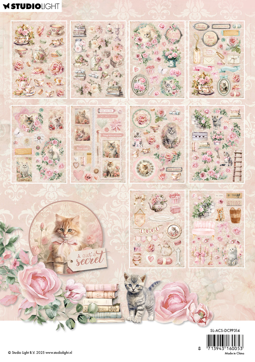 Studio Light A Cat's Secret Paper Elements papirblokk 20 ark katt