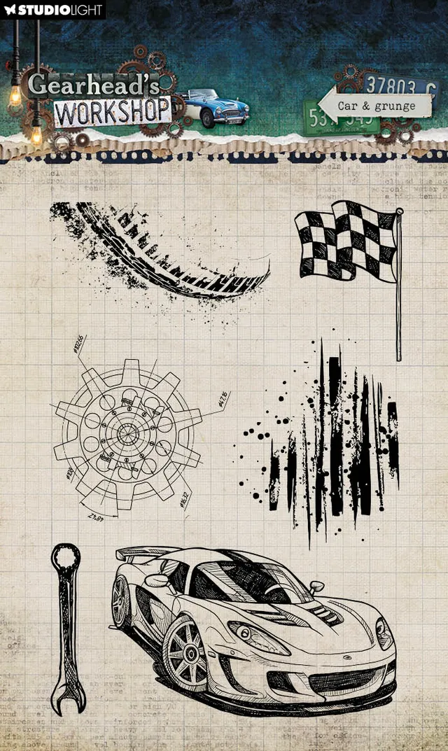 Studio Light Gearhead's Workshop Car & Grunge clear stamp