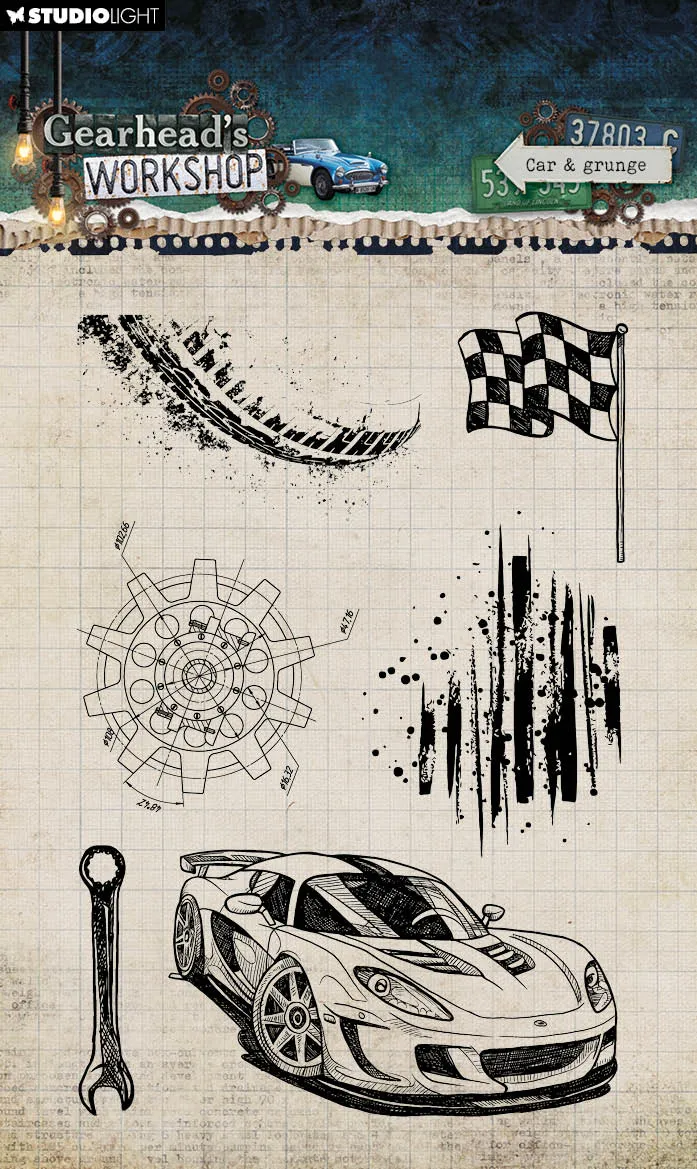 Studio Light Gearhead's Workshop Car & Grunge clear stamp