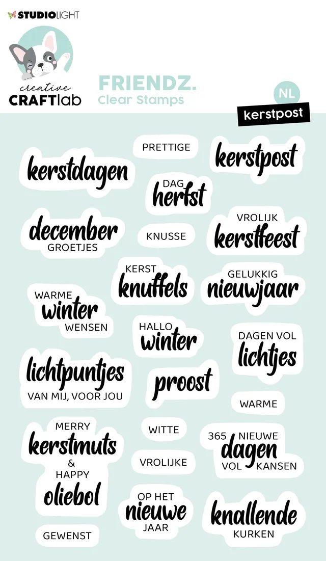 Studio Light Friendz stempel jul og nyttårstekster nederlandsk