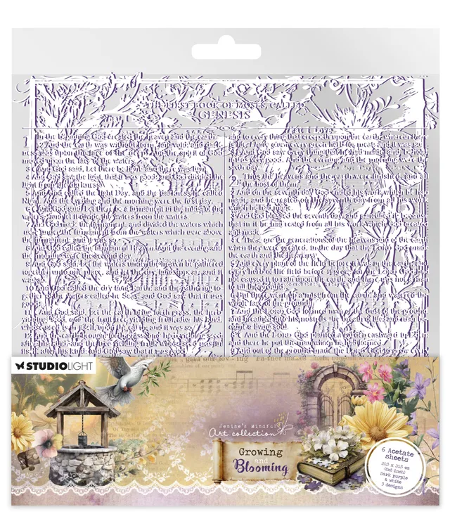 Jenine's Mindful Art Growing Blooming acetateark hvit lilla