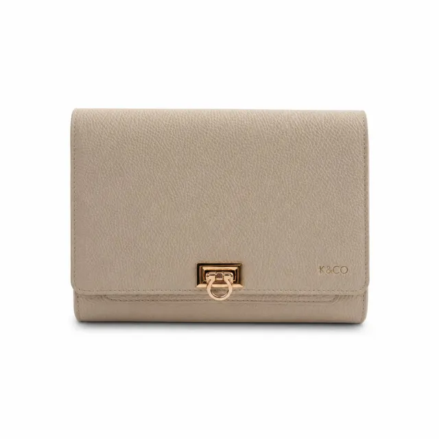 K&Co. Signature lommebok clutch beige ekte skinn