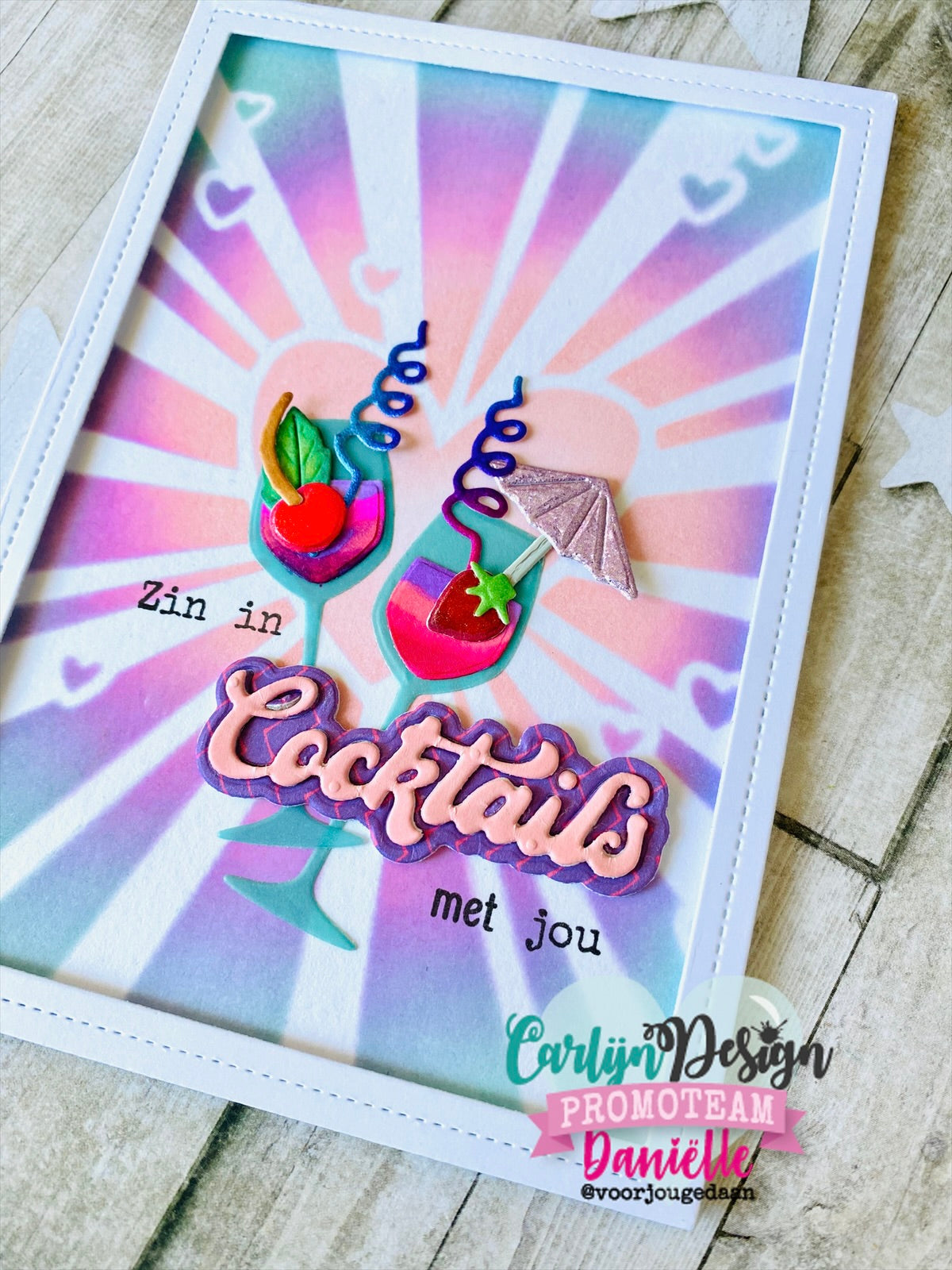 CarlijnDesign Bier Wijn Cocktails CDST-0148 stempel A6