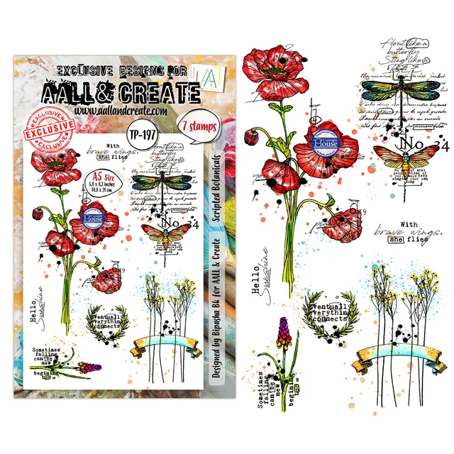 Aall and Create TP-197 Scripted Botanicals stempelsett A5